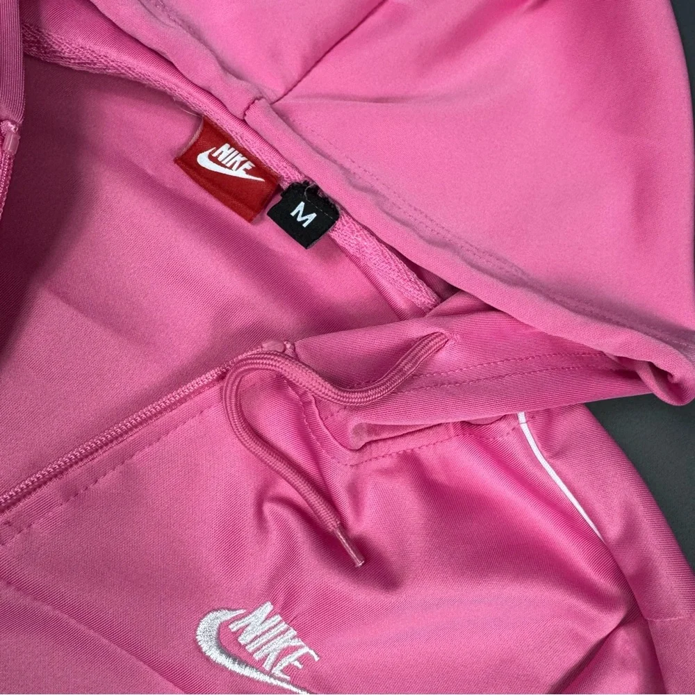 Nike Pink Sweat Suit Set Top Full Zip Hoodie & Joggers Women’s Sz M - Picture 3 of 9